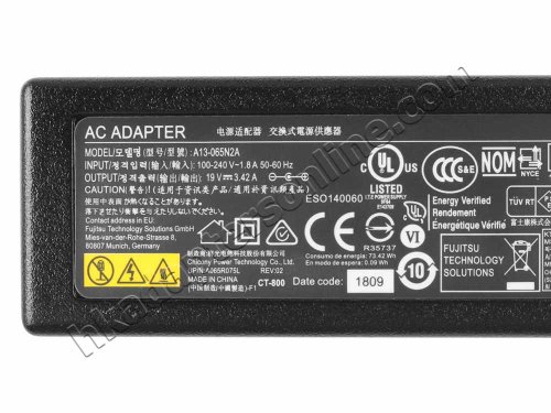 65W Slim Fujitsu 10601627674 Charger 充電器 電源 + 電源線