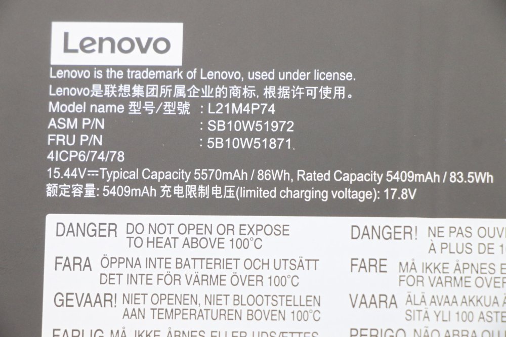 原廠 電池 5570mAh 86Wh Lenovo 5B10W51873