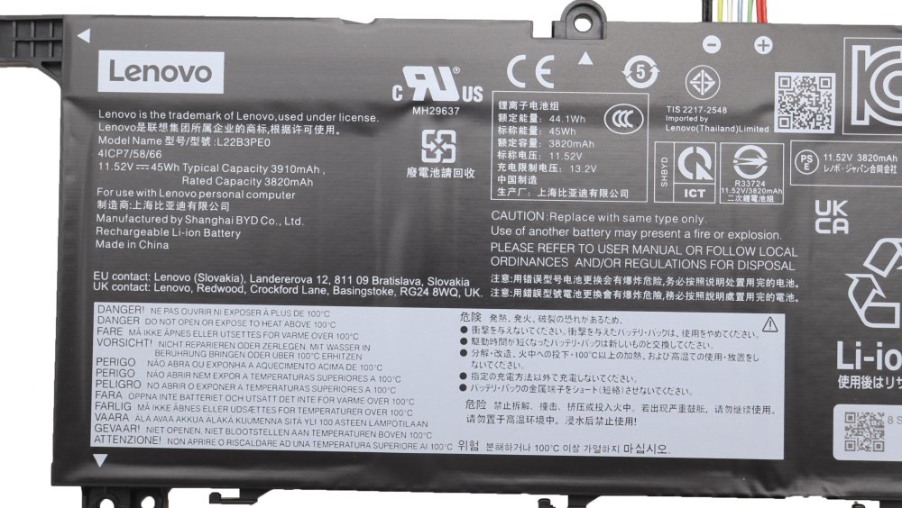 原廠 電池 3910mAh 45Wh Lenovo L22M3PE0