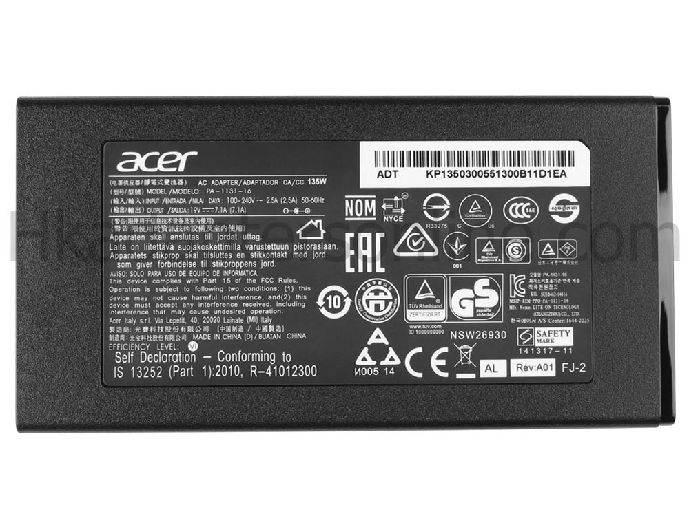 原裝 135W Delta ADP-135FB B(5.5mm * 2.5mm) Charger 充電器 電源 + 電源線