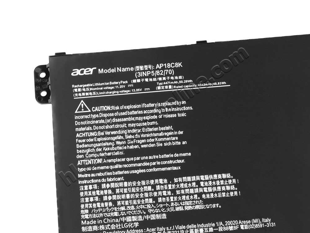 原裝 4471mAh 50.29Wh 3芯 Acer Aspire 5 A515-56G-58U0(UN.A1ATA.001) 電池