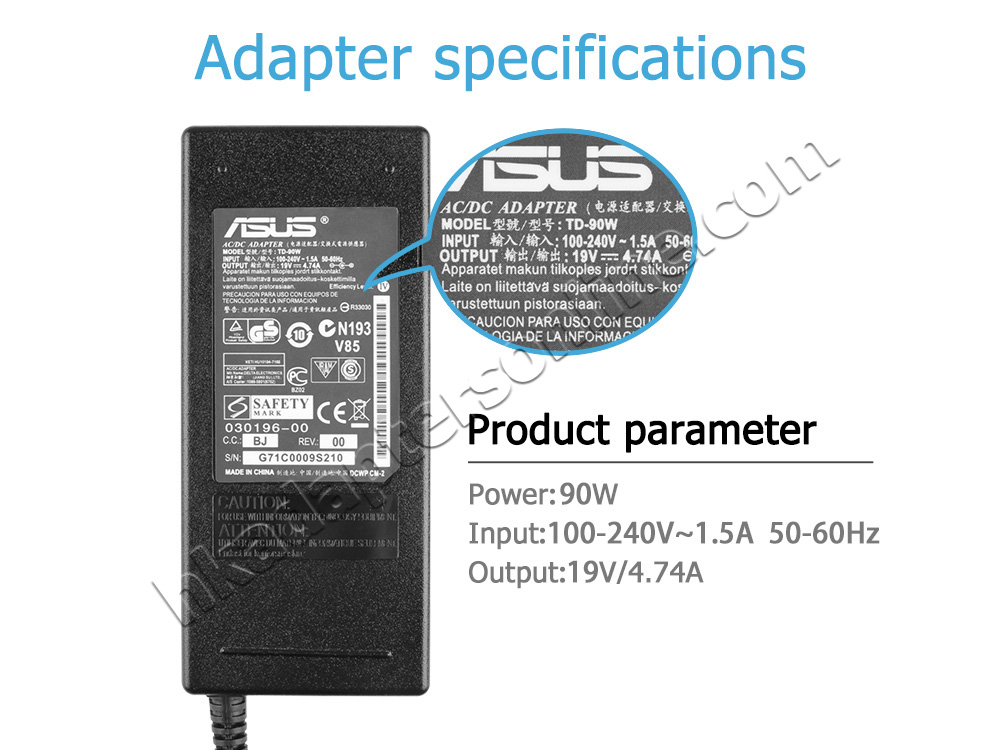 原裝 90W Asus Z91N Z92 Z9200 Charger 充電器 電源 + 電源線
