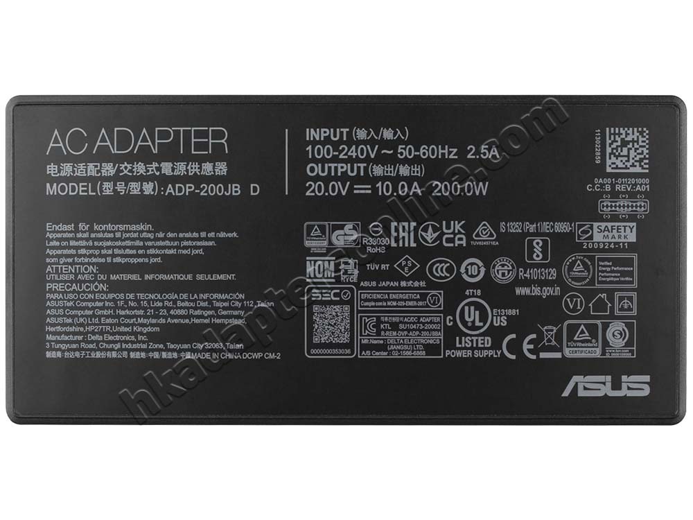 原廠 200W Asus 0A001-01121000 Charger 充電器 電源 + 電源線