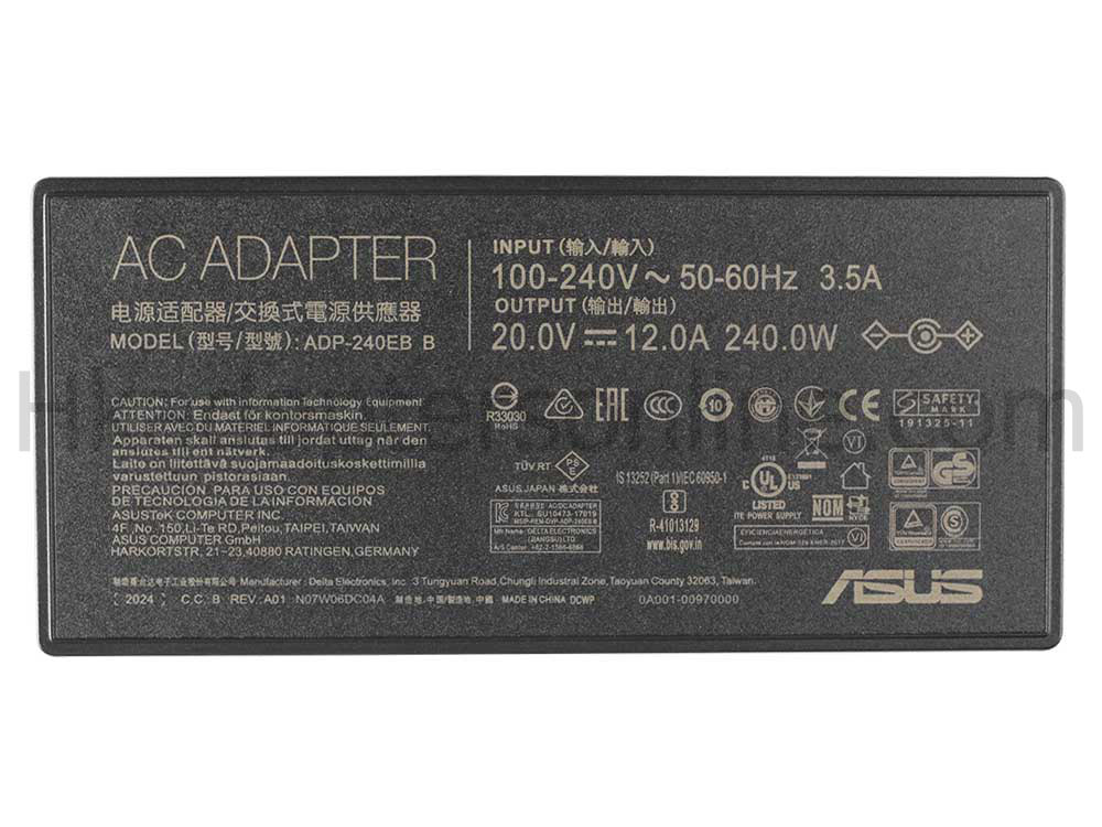 原裝 240W Asus A20-240P1A CL:A Charger 充電器 電源 + 電源線