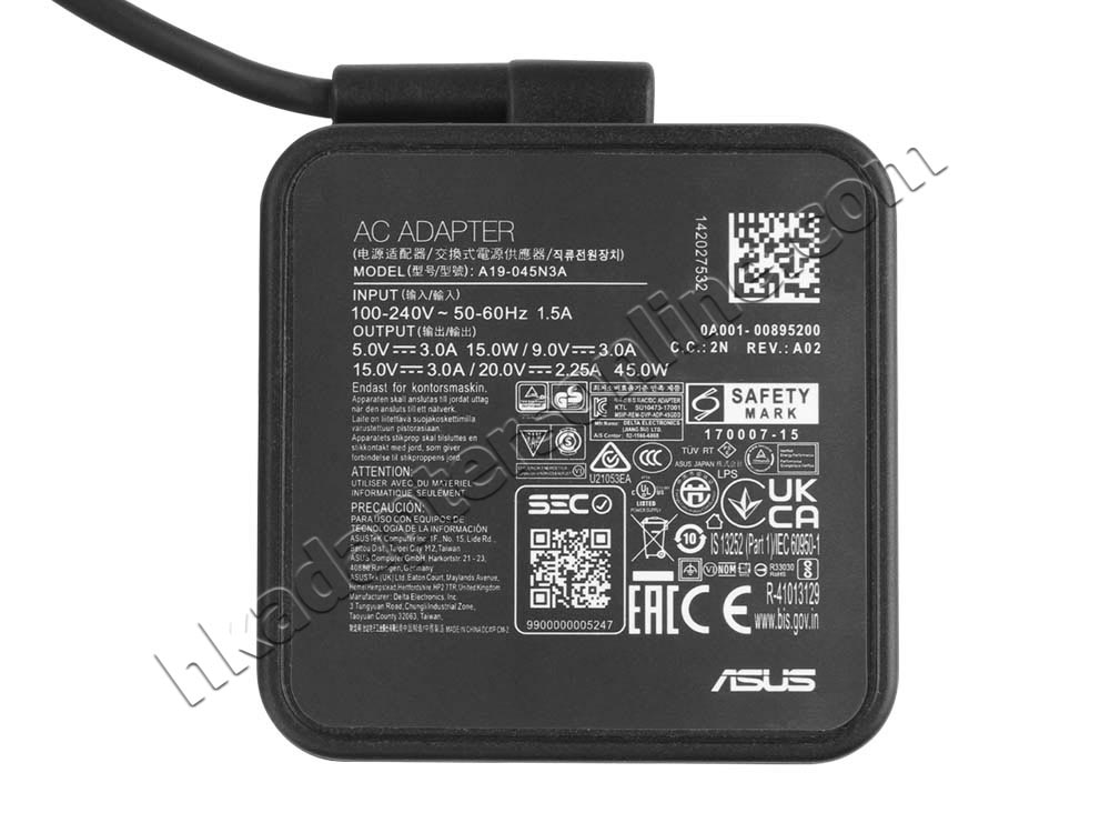 原廠 45W USB-C Asus 0A001-00698600 Charger 充電器 電源 + 電源線