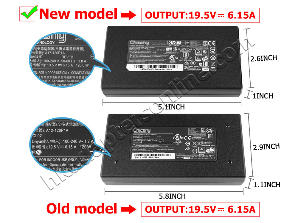 原裝 120W MSI GL62 7RD-614PL Charger 充電器 電源 + 電源線