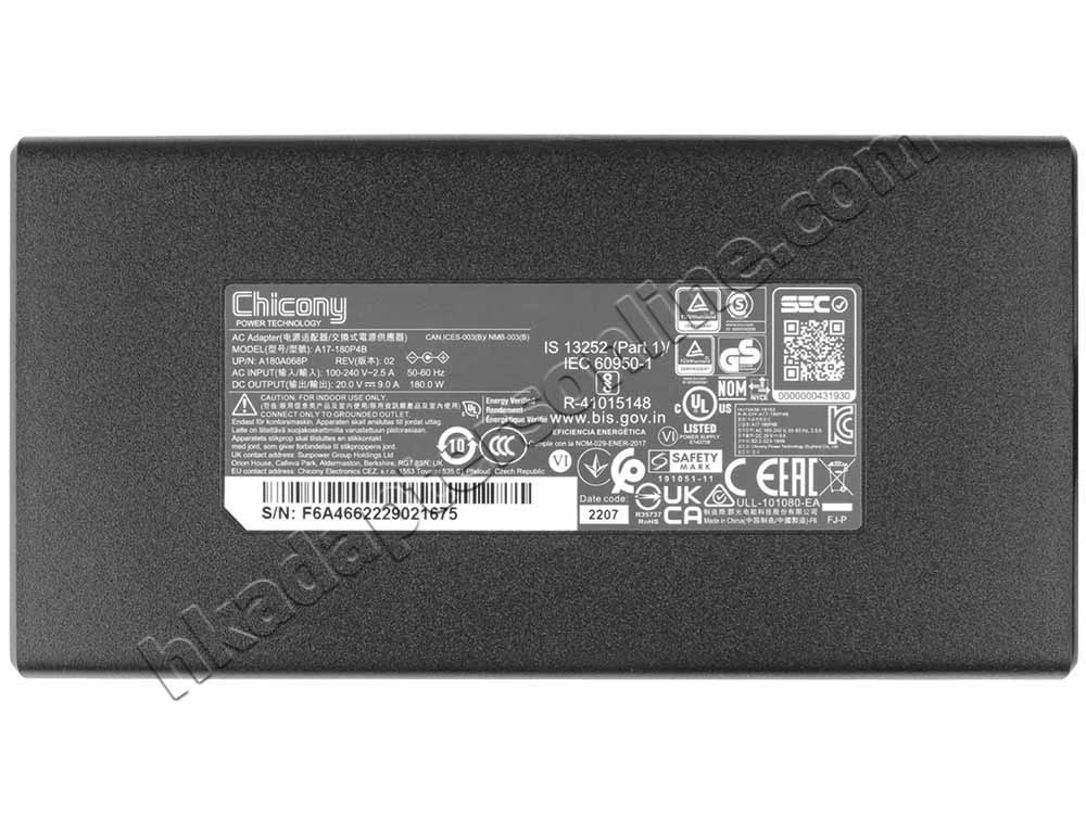原裝 180W MSI GF75 Thin 9RCX-270ID Charger 充電器 電源 + 電源線