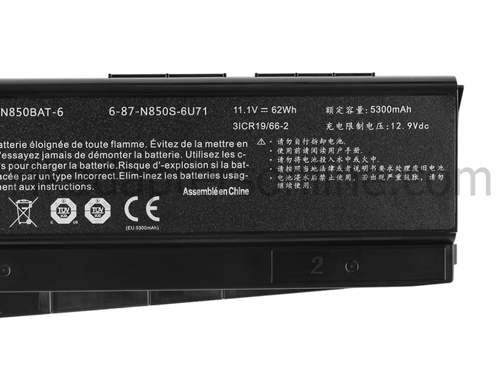5300mAh 62Wh 6芯 Sager NP6853 NP6873 NP7851 NP7871 電池
