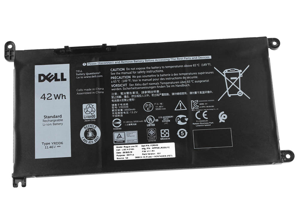 3500mAh 42Wh Dell 0FDRHM 451-BCIH 電池