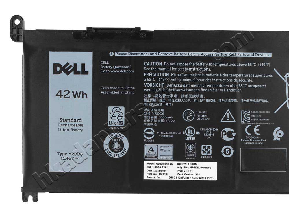 3500mAh 42Wh Dell 0FDRHM 451-BCIH 電池
