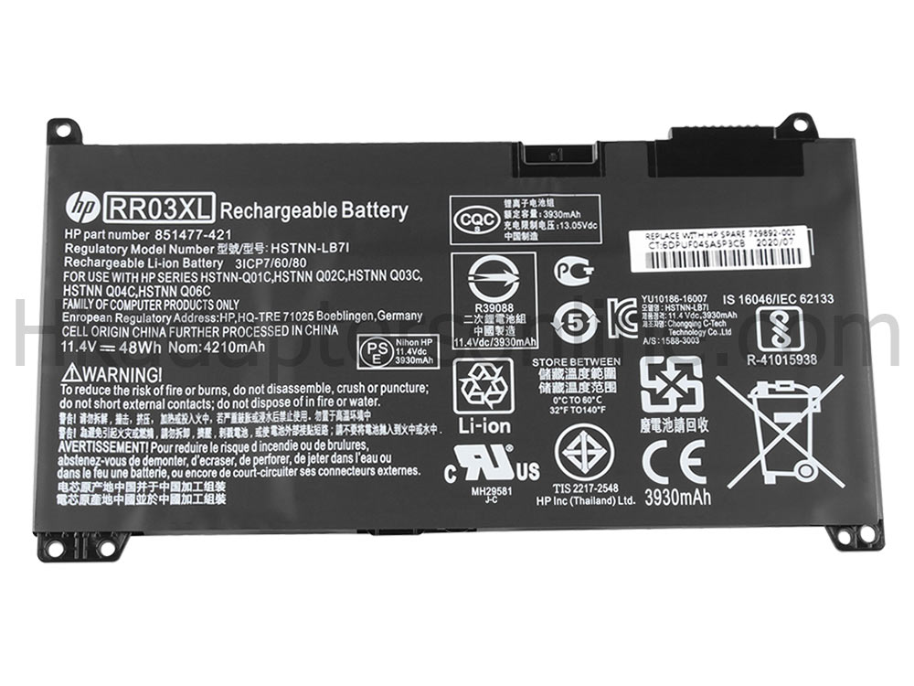 原廠 電池 4000mAh 48Wh HP RR03048XL-PR