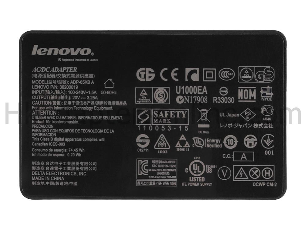 原裝 65W Slim Lenovo 0B47466 Charger 充電器 電源 + 電源線