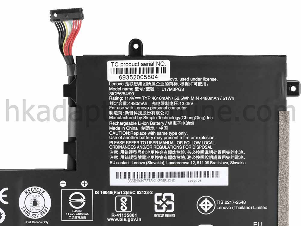 原廠 電池 4610mAh 52.5Wh Lenovo 5B10W67308