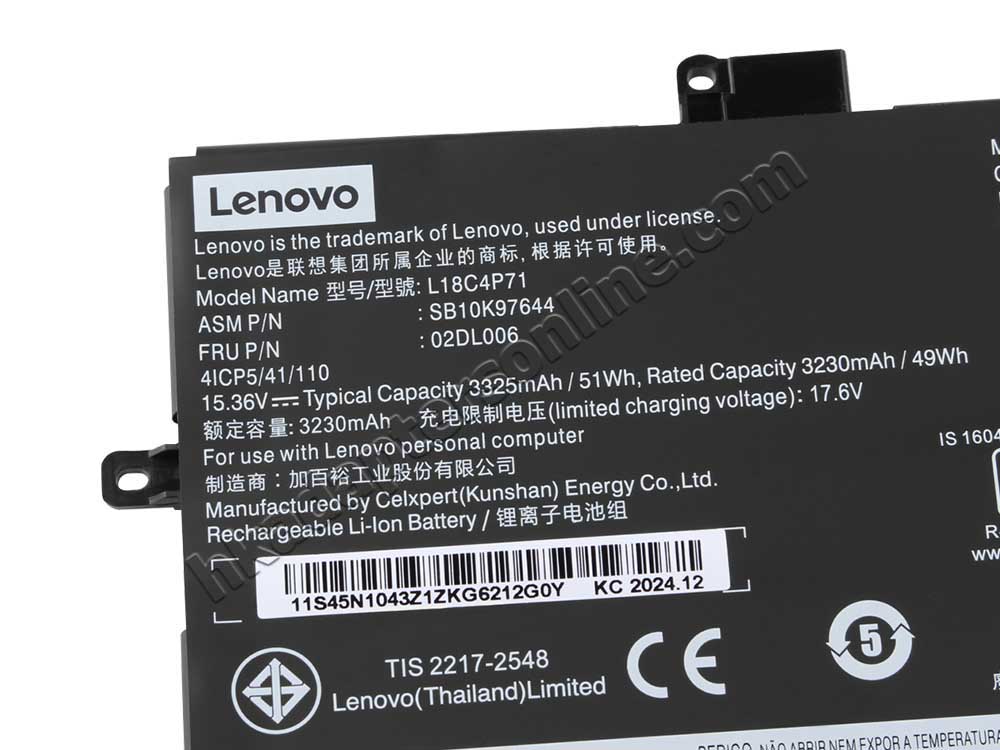 原廠 電池 3312mAh 51Wh Lenovo 5B10W51833