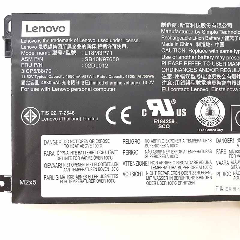 原廠 電池 4950mAh 57Wh Lenovo 5B10W51832