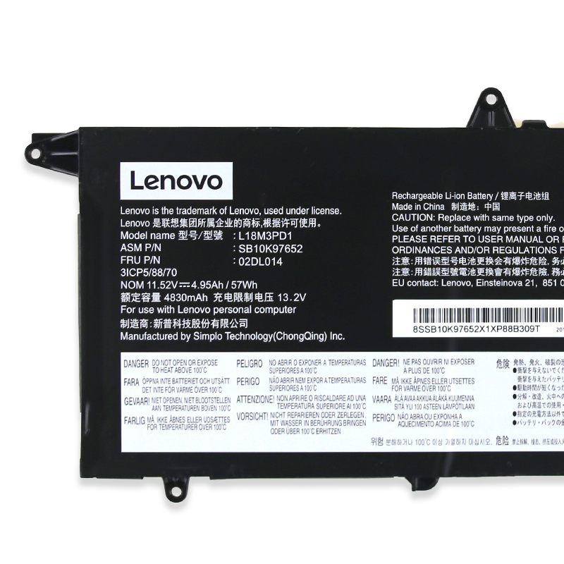 原廠 電池 4950mAh 57Wh Lenovo 5B10W51839