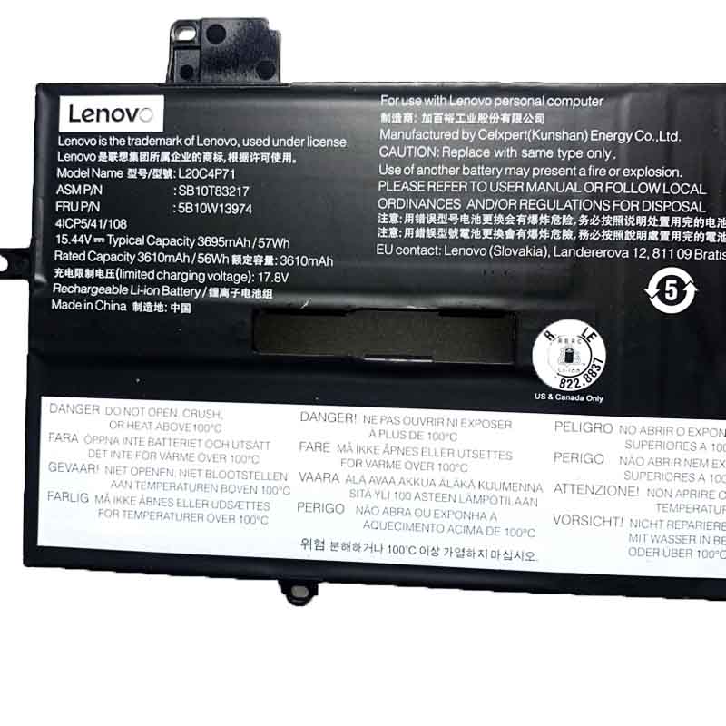 原廠 電池 3695mAh 57Wh Lenovo 5B10W13972