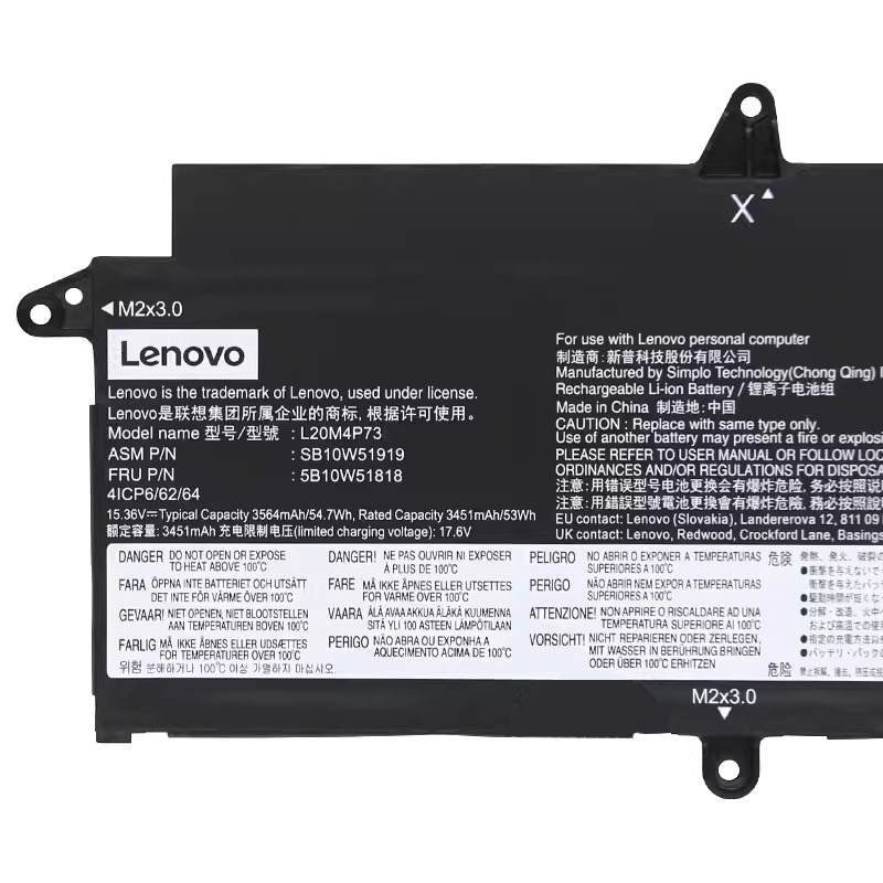 原廠 電池 3564mAh 54.7Wh Lenovo 5B11M90068
