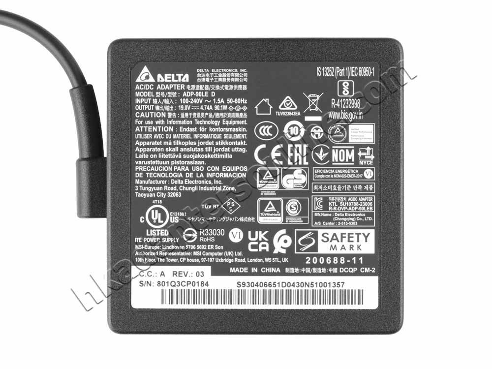 原廠 90W MSI Modern 15 H B13MG MS-15H4 Charger 充電器 電源 + 電源線