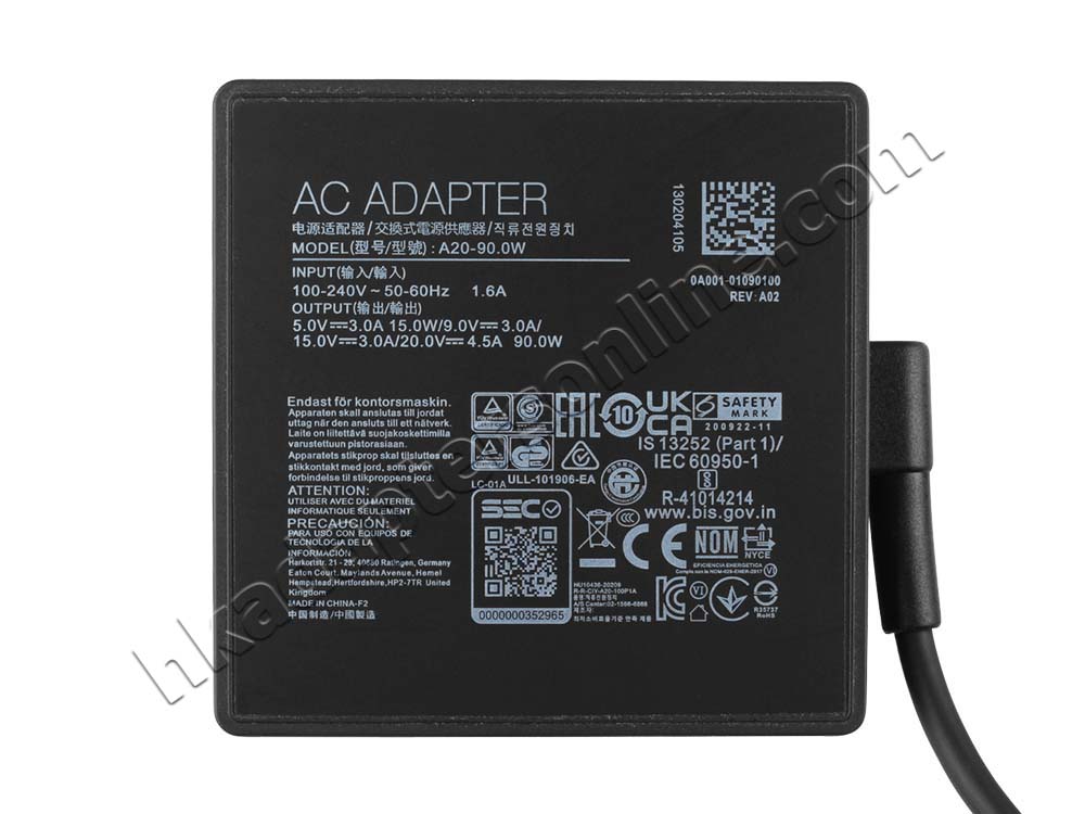 90W USB-C MSI S93-0406610-MSK Charger 充電器 電源 + 電源線