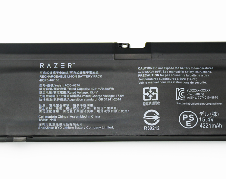 4221mAh 65Wh 4芯 Razer Blade 15 RZ09-03006E92-R3U1 電池
