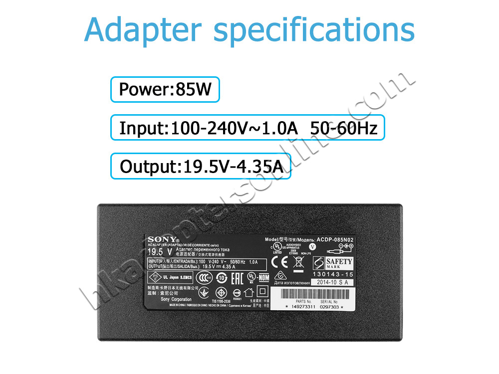 原裝 85W AC Sony Vaio VGN-FZ11E VGN-Z3 Charger 充電器 電源 + 電源線